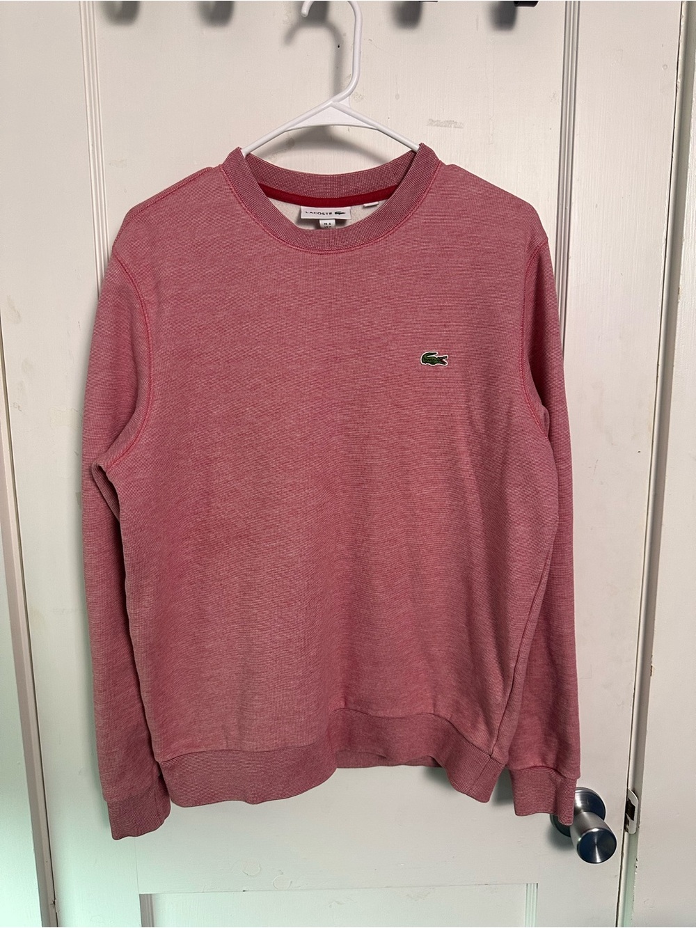 Lacoste Red Textured Crewneck Sweatshirt Size US M / FR 4